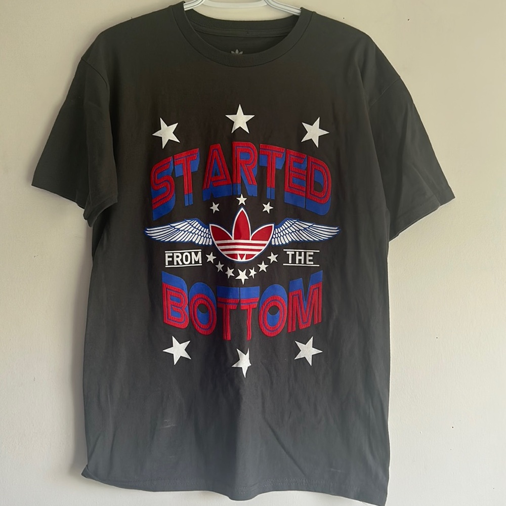started from the bottom adidas t shirt charcoal grey men’s